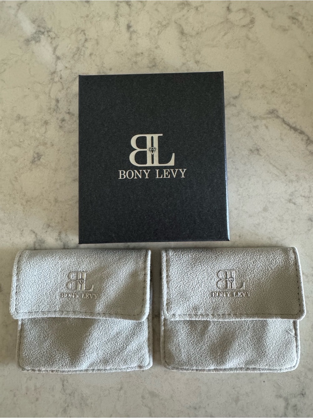 Bony Levy fine jewelry Silver Travel Pouches - Set of 2 and logo box